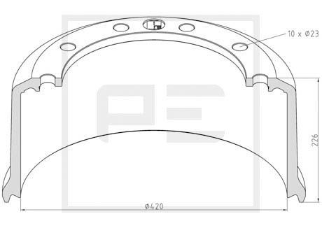 PE AUTOMOTIVE stabdžių būgnas 046.698-00A